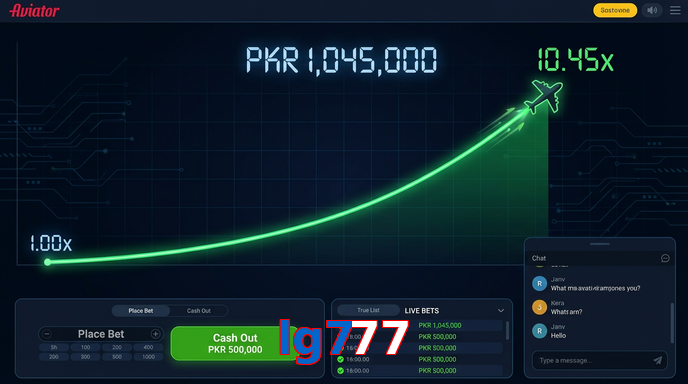 Main screen of Lg777 aviator page for PK players